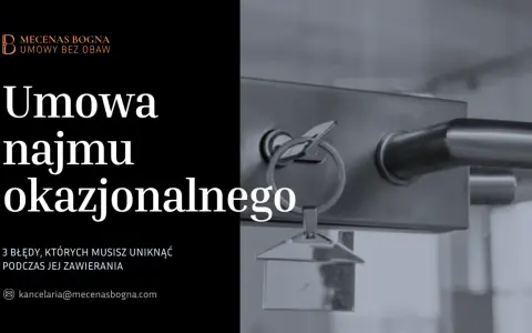 Klucz do drzwi z breloczkiem w kształcie domu, symbolizujący umowę najmu okazjonalnego. Dowiedz się, jak uniknąć błędów przy jej zawieraniu.