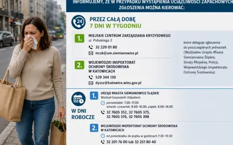 Kobieta zatyka nos chusteczką. Informacja, gdzie zgłosić smród od sąsiada: Miejski Ośrodek Zarządzania Kryzysowego, Wojewódzki Inspektorat Ochrony Środowiska.