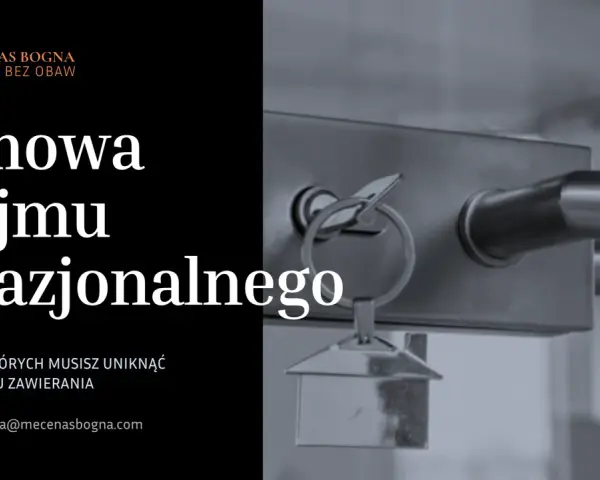 Klucz do drzwi z breloczkiem w kształcie domu, symbolizujący umowę najmu okazjonalnego. Dowiedz się, jak uniknąć błędów przy jej zawieraniu.