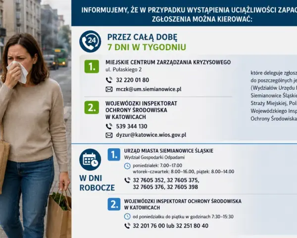 Kobieta zatyka nos chusteczką. Informacja, gdzie zgłosić smród od sąsiada: Miejski Ośrodek Zarządzania Kryzysowego, Wojewódzki Inspektorat Ochrony Środowiska.