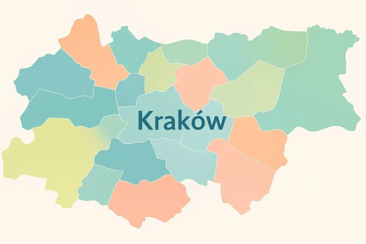 Mapa dzielnic Krakowa ceny najmu