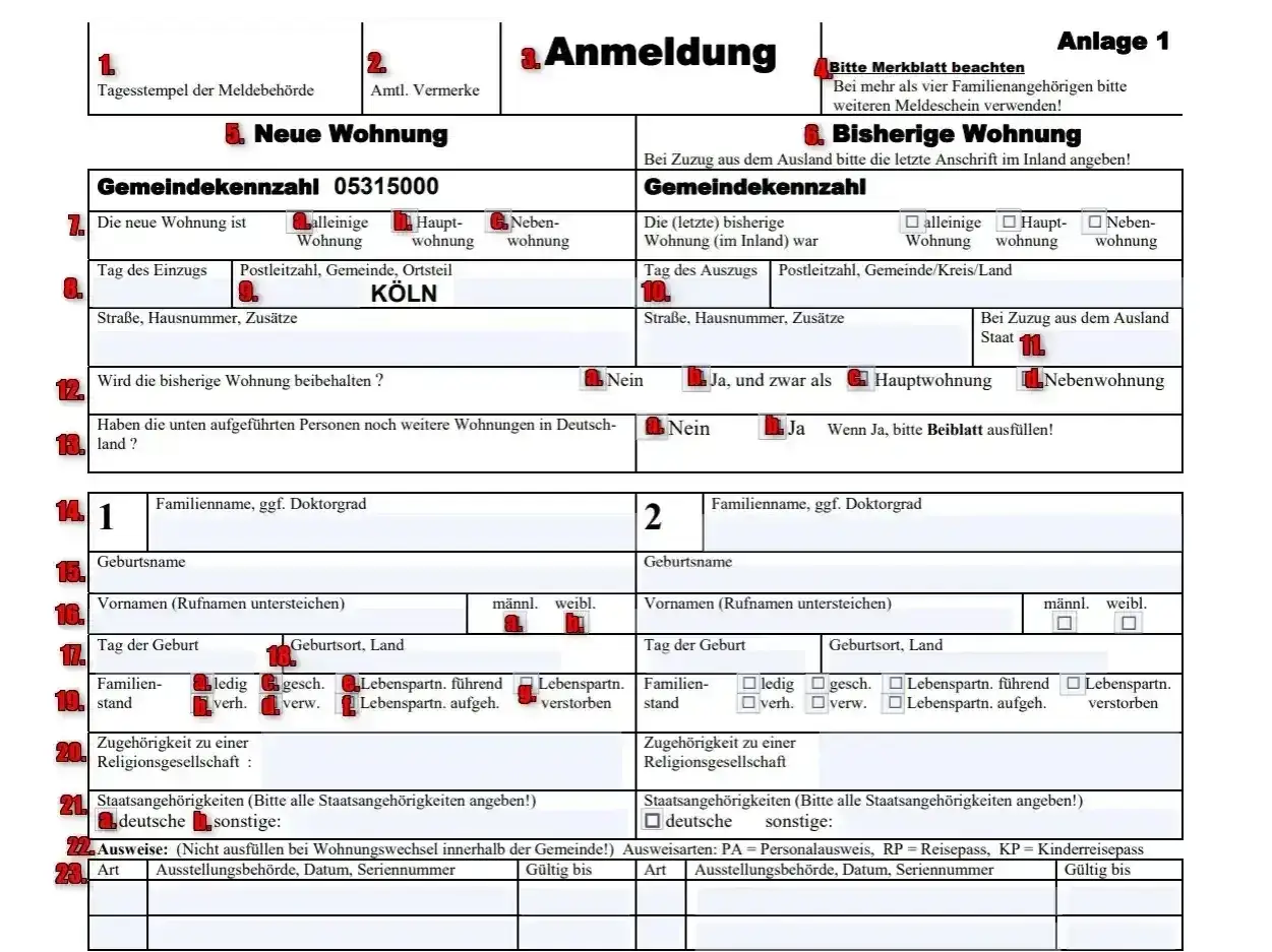 Formular do zgłoszenia zameldowania w mieszkaniu komunalnym. Wpisuje się tu dane osób, które można zameldować w mieszkaniu komunalnym.